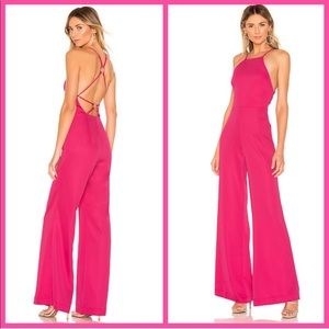 NWT NBD Goddess Jumpsuit Revolve Hot Pink Size S
